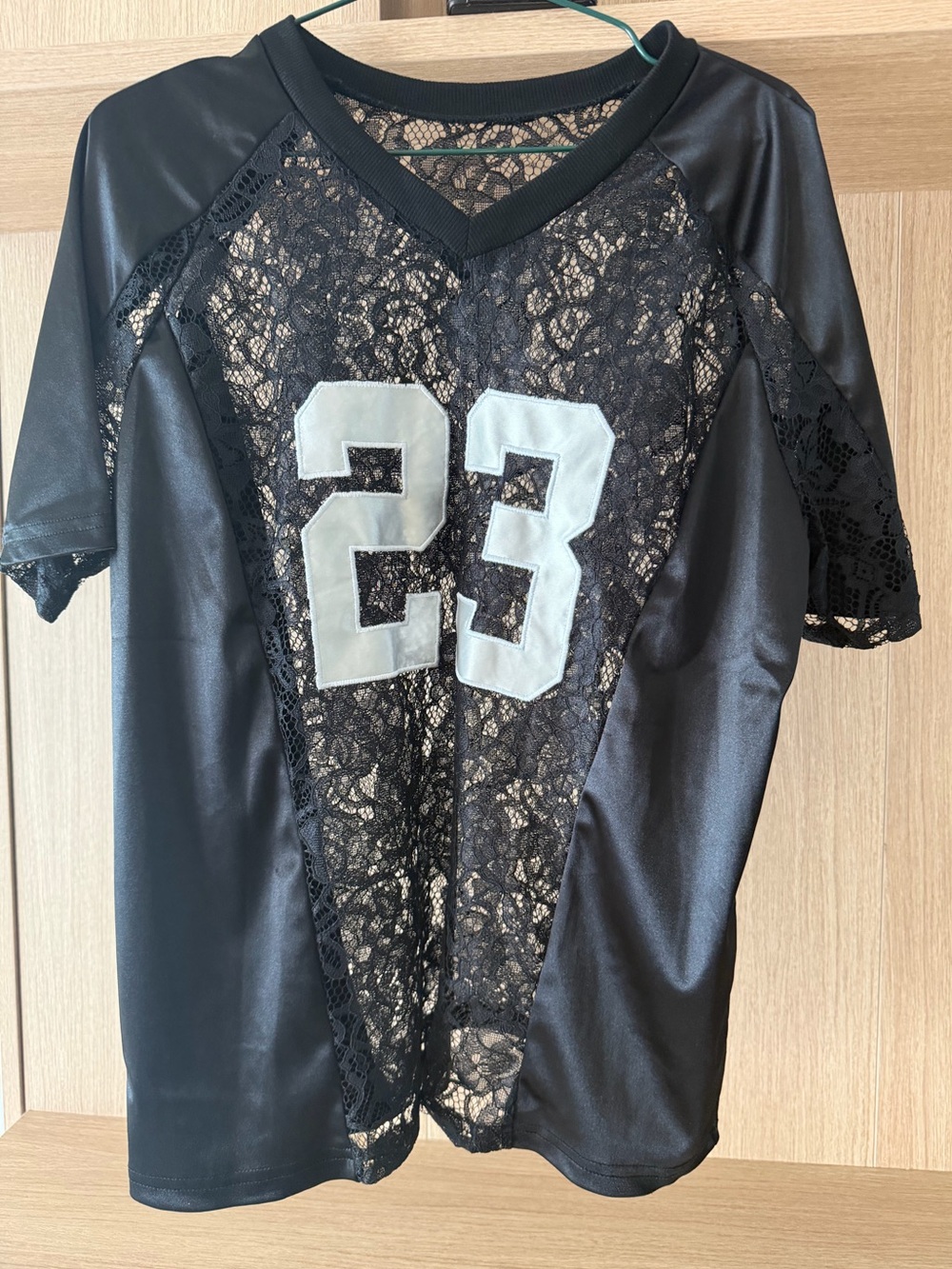 Women’s Black Lace Football Jersey with Number 23